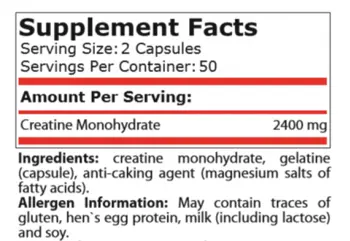 Pure Nutrition CREATINE CAPSULES 1200 мг Креатин на Капсули - 100 капсули, 50 дози