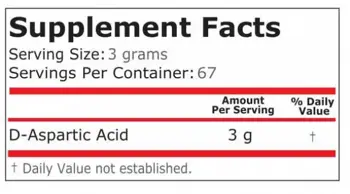 Pure Nutrition DAA D-Aspartic Acid Powder D-АСПАРАГИНОВА КИСЕЛИНА -  214 грама, 67 дози
