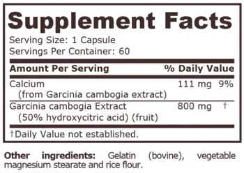 Pure Nutrition GARCINIA CAMBOGIA 800 мг Гарциния Камбоджа- 60 капсули, 60 дози