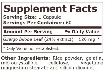 Pure Nutrition GINKGO BILOBA 120 мг Гинко Билоба - 60 капсули, 60 дози