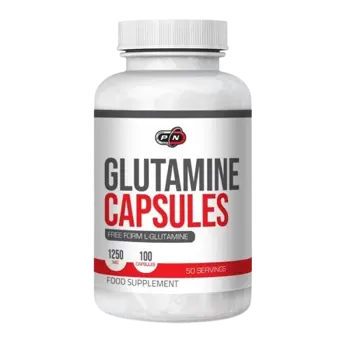 Pure Nutrition GLUTAMINE CAPSULES 1250 мг Глутамин на Капсули - 100 капсули, 50 дози