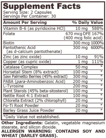Pure Nutrition GRAY HAIR FORMULA Формула Която Намалява Появата на Бели Коси - 60 капсули, 30 дози