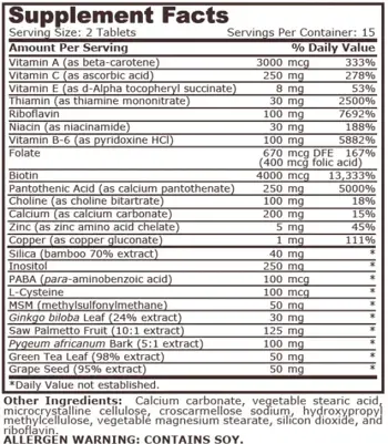 Pure Nutrition GREAT HAIR Формула за Подобряване Структурата и Визията на Косата - 30 таблетки, 15 дози