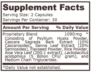 Pure Nutrition HERBAL LAXATIVE Специализирана Детокс Формула - 60 капсули, 30 дози