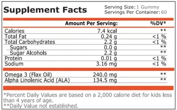 Pure Nutrition KIDS OMEGA 3 GUMMIES ORANGE Омега 3 Мастни Киселини за Деца - 60 гъмита, 60 дози