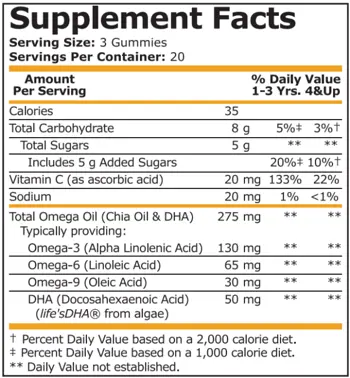 Pure Nutrition KIDS OMEGA 3-6-9 LEMON & ORANGE Омега 3 6 9 Есенциални Мастни Киселини на Желирани Таблетки - 60 желирани таблетки, 20 дози