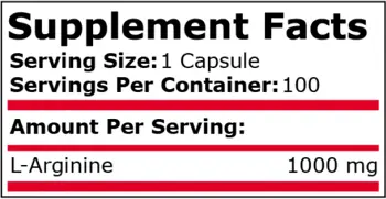 Pure Nutrition L-ARGININE 1000 мг Л-Аргинин - 100 капсули, 100 дози