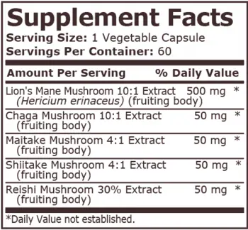 Pure Nutrition LION'S MANE COMPLEX Гъба Лъска Грива Комплекс - 60 капсули, 60 дози