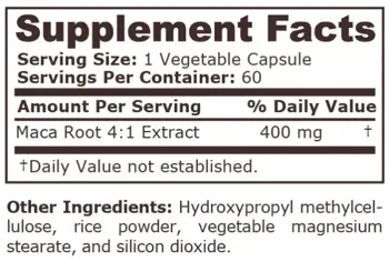 Pure Nutrition MACA EXTRACT 400 мг Мака Екстракт - 60 веге капсули, 60 дози