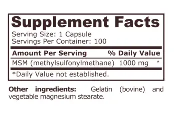Pure Nutrition MSM 1000 Метилсулфонилметан - 100 капсули, 100 дози