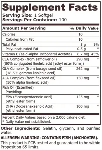 Pure Nutrition OMEGA 3-6-9 Oмега 3-6-9 - 100 гел капсули, 100 дози