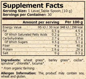 Pure Nutrition ORGANIC DETOX MIX Mикс от Супер Храни за Детоксикация на Тялото - 300 грама, 30 дози