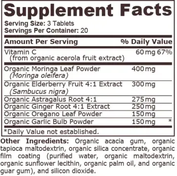 Pure Nutrition ORGANIC IMMUNE Формула за Повишаване на Имунната Защита - 60 таблетки, 20 дози