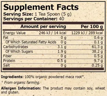 Pure Nutrition ORGANIC MACA Органична Мака - 200 грама, 40 дози