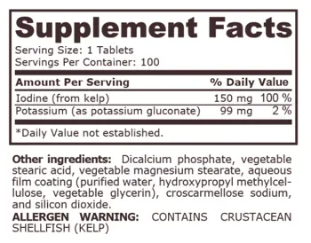 Pure Nutrition POTASSIUM 99 мг Калий - 100 таблетки, 100 дози