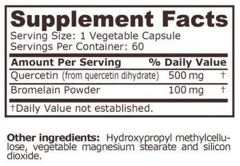 Pure Nutrition QUERCETIN and BROMELAIN Кверцетин и Бромелаин - 60 веге капсули, 60 дози