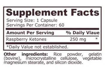 Pure Nutrition RASPBERRY KETONES Малинови Кетони - 60 капсули, 60 дози