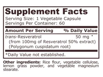 Pure Nutrition RESVERATROL 50 мг Ресвератрол- 60 капсули, 60 дози