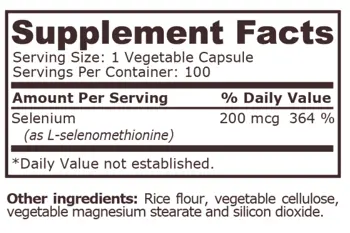Pure Nutrition SELENIUM 200 мкг Селен - 100 капсули, 100 дози