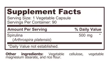 Pure Nutrition SPIRULINA 500 мг Спирулина - 90 капсули, 90 дози