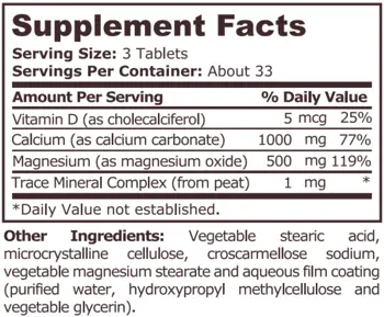 Pure Nutrition SUPER CAL-MAG Калций + Магнезий Комплекс - 100 таблетки, 33 дози