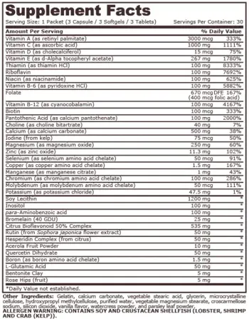 Pure Nutrition SUPER VITAMIN PACK Супер Мултивитамин - 30 пакета, 30 дози