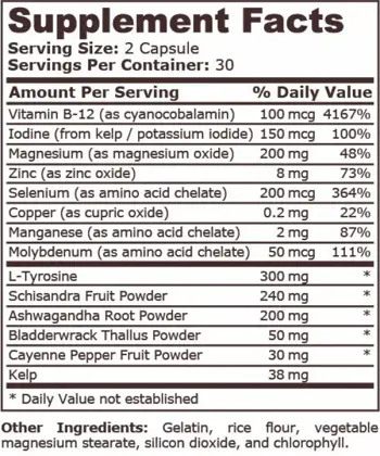 Pure Nutrition THYROID SUPPORT Формула в Подкрепа на Щитовидната Жлеза - 60 капсули, 30 дози