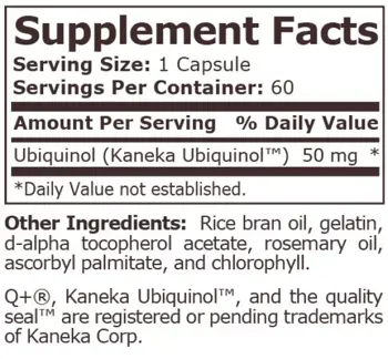 Pure Nutrition UBIQUINOL CoQ10 50 мг Убиквинол Коензим Q10 - 60 капсули, 60 дози