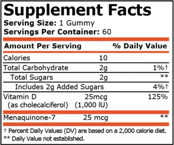Pure Nutrition VITAMIN D-3 & K-2 Витамин D-3 и K-2 - 60 дъвчащи дражета, 60 дози
