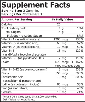 Pure Nutrition WOMEN'S MULTI STRAWBERRY, ORANGE & CHERRY Дамски Витамини Гъмита - 60 гъмита, 30 дози
