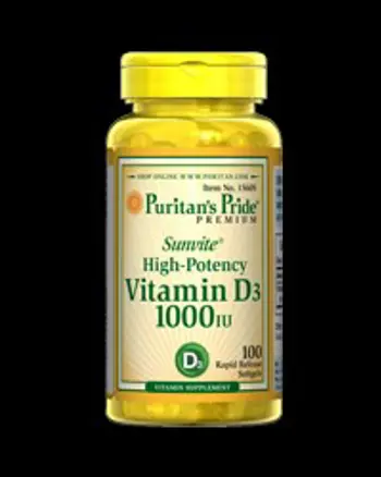 High-Potency Vitamin D3 1000 IU - 100 Гел капсули, 100 Дози