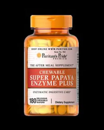 Chewable Super Papaya Enzyme Plus - 180 Дъвчащи таблетки, 60 Дози