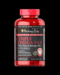 Triple Omega 3-6-9 Fish, Flax & Borage Oils - 120 Гел капсули, 40 Дози