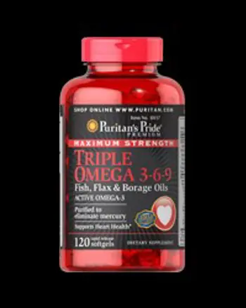 Triple Omega 3-6-9 Fish, Flax & Borage Oils - 120 Гел капсули, 40 Дози