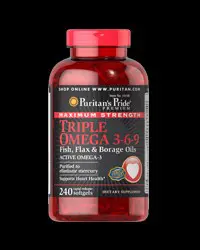 Triple Omega 3-6-9 Fish, Flax & Borage Oils - 240 Гел капсули, 80 Дози