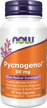 NOW Foods Pycnogenol 60 мг Пикногенол - 50 веге капсули, 50 дози