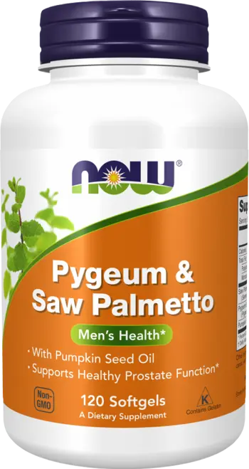 NOW Foods Pygeum & Saw Palmetto Healthy Prostate Специализирана Формула в Подкрепа на Простатата - 120 гел капсули, 60 дози