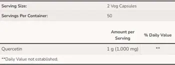 NOW Foods Quercetin 500 мг Кверцетин - 100 веге капсули, 50 дози