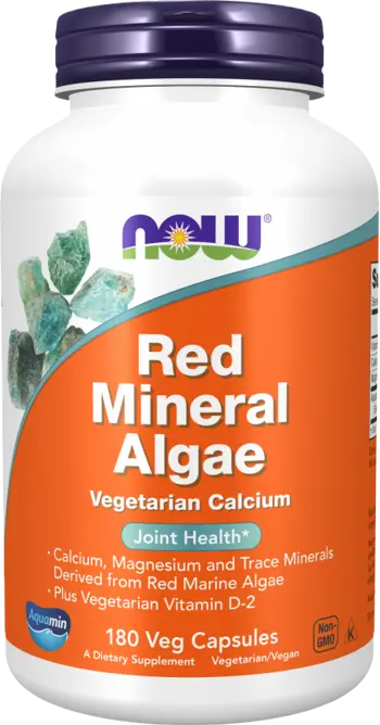 NOW Foods Red Mineral Algae Минерална Смес от Червени Водорасли - 180 веге капсули, 45 дози