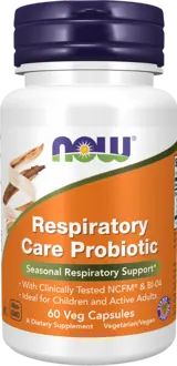 NOW Foods Respiratory Care Probiotic with 12 Billion Active Cells Пробиотична Комбинация - 60 веге капсули, 60 дози
