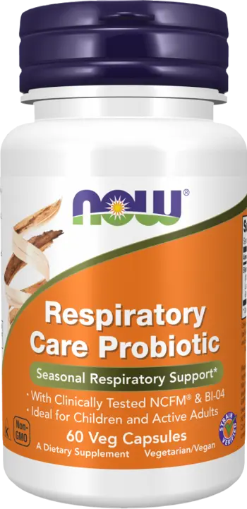 NOW Foods Respiratory Care Probiotic with 12 Billion Active Cells Пробиотична Комбинация - 60 веге капсули, 60 дози