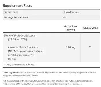 NOW Foods Respiratory Care Probiotic with 12 Billion Active Cells Пробиотична Комбинация - 60 веге капсули, 60 дози