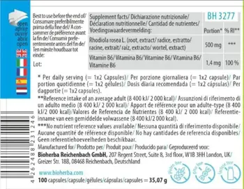 Bioherba Rhodiola Golden Root Extract 250 mg Подкрепа за нервната система х 100 капсули