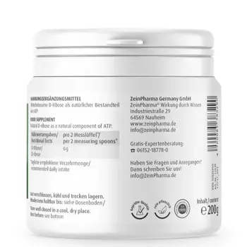 ZEINpharma Ribose Прах В подкрепа на енергията и възстановяването 200 гр