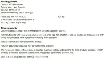 NOW Foods Royal Jelly 1500 мг Пчелно Млечице - 60 веге капсули, 60 дози