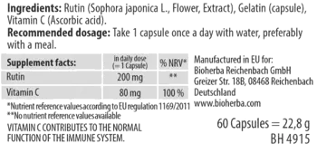 Bioherba Rutin 270 mg За здрави кръвоносни съдове и усвояване на Витамин С