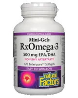 Natural Factors RxOmega-3 Mini Gels Рибено масло без рибен послевкус х 60 гел капсули