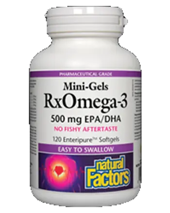 Natural Factors RxOmega-3 Mini Gels Рибено масло без рибен послевкус х 60 гел капсули
