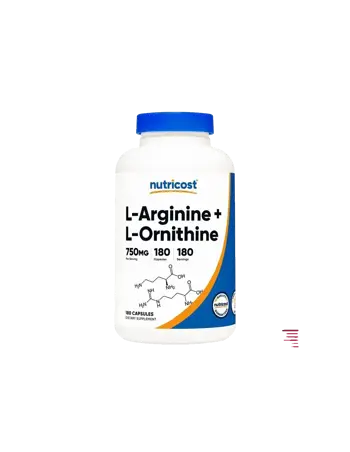 Nutricost L-Arginine + L-Ornithine В подкрепа на сърдечно-съдовата система х 180 капсули