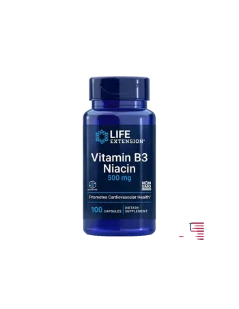 Life Extension Vitamin B3 Niacin 500 mg В подкрепа на сърдечно-съдовата система